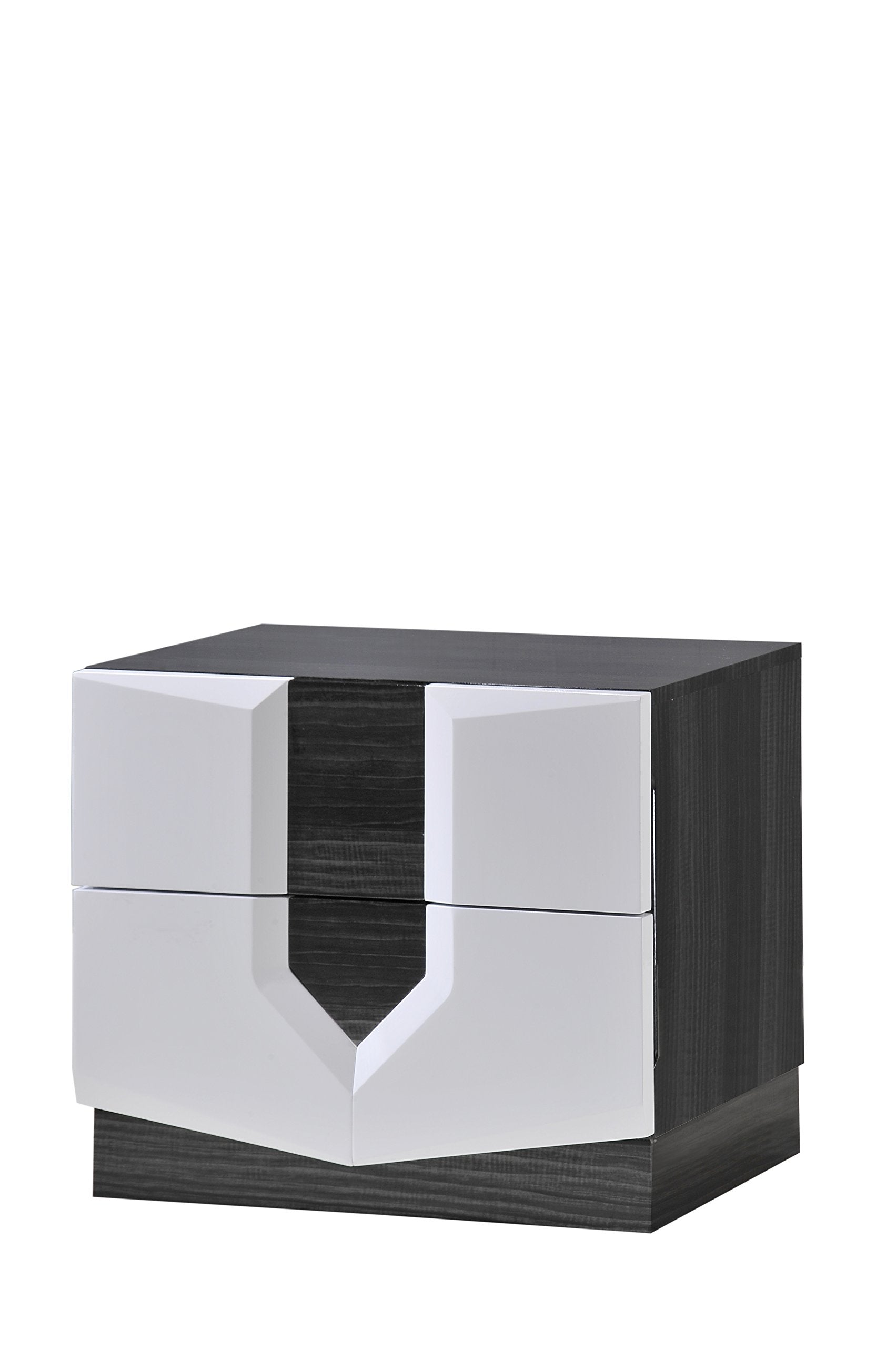 Global Furniture Hudson Nightstand, Zebra Grey And White